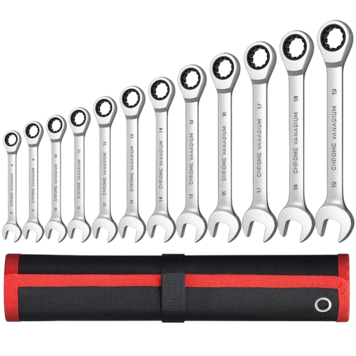 Set chei combinate 12 buc Chei cu clichet din oțel 8 - 19 mm Accesorii pentru hobby