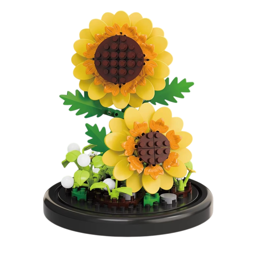 Set creativ de construcție floarea-soarelui 85 x 85 x 102 mm 249 bucăți Model floral micro în ghiveci Decorațiune interioară și cadou original pentru copii și adulți