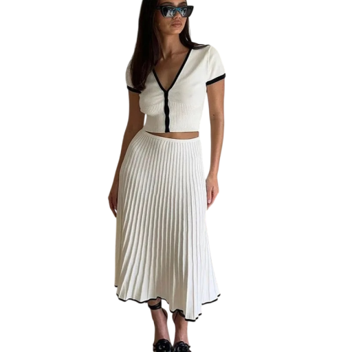 Set damă crop top și fustă lungă