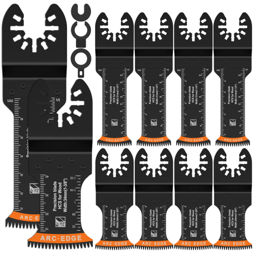 Set de 10 bucăți lame de ferăstrău oscilante 34 mm și 31 mm dinți japonezi oțel cu conținut ridicat de carbon instrument multifuncțional pentru tăierea lemnului și metalului