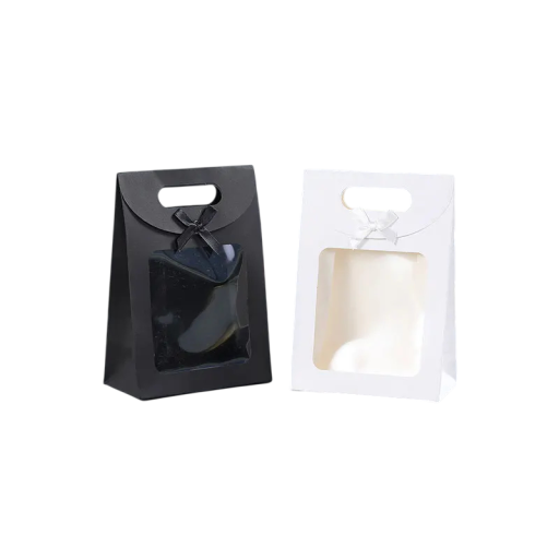 Set de 10 cutii de cadou pliabile 12 × 6 × 16 cm ambalaj din hârtie cutii cu fereastră și fundiță