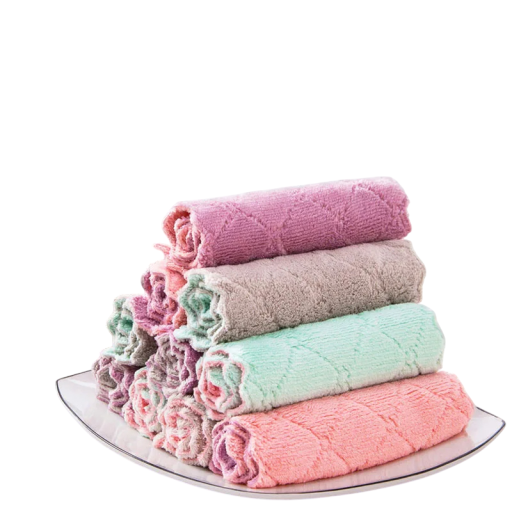 Set de 10 lavete colorate din microfibră, lavete de curățare cu două fețe, prosoape de bucătărie multifuncționale