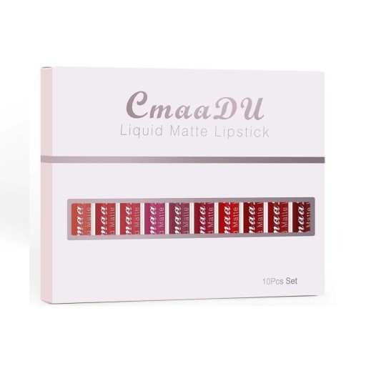 Set de 10 rujuri mate din catifea Rezistent la apă cu efect de lungă durată Gloss pentru buze Textură mătăsoasă Culori intense fără lipire Aplicare ușoară