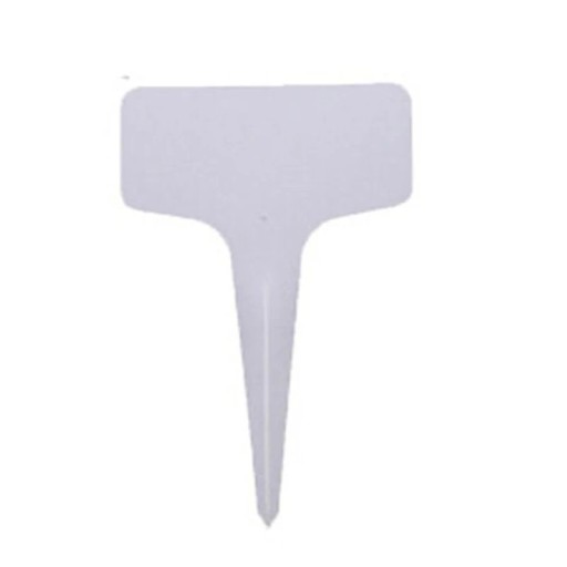 Set de 100 etichete albe din plastic pentru plante, 10 cm, în formă de T, etichete scriere pentru răsaduri și ghivece de flori