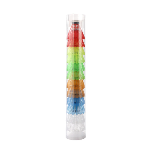 Set de 12 bucăți de bile de badminton 6 culori Bile de antrenament și recreație pentru badminton Bile din plastic cu coș solid 39 x 6,5 cm