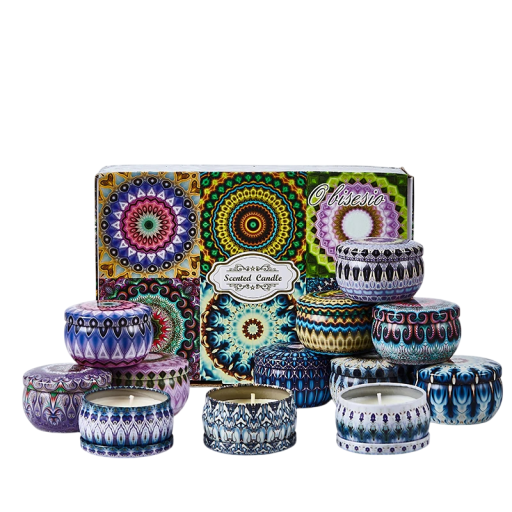 Set de 12 velas perfumadas de cera de soja Aromaterapia para el hogar Regalo para mujeres y hombres Amigos Relajación 15h de duración de combustión Cada vela