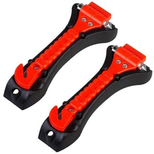 Set de 2 buc. Ciocan de siguranță de salvare 17,5x6,3 cm Cuțit curea 2 în 1 Ciocan pentru spargerea sticlei de urgență ABS Oțel carbon Instrument pentru mașină
