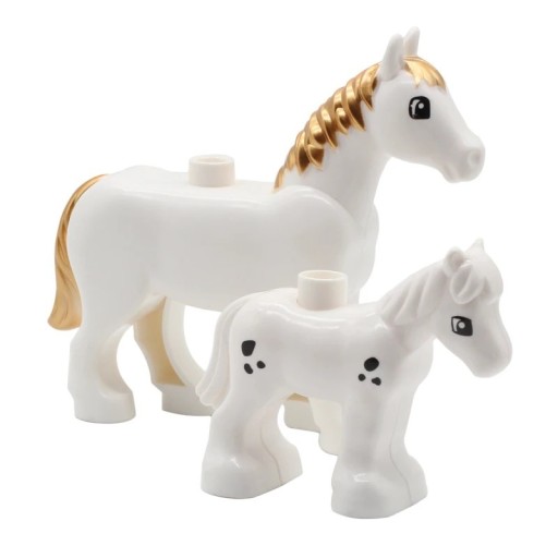 Set de 2 bucăți de cai din plastic pentru copii Figurine de animale jucărie educativă de asamblat