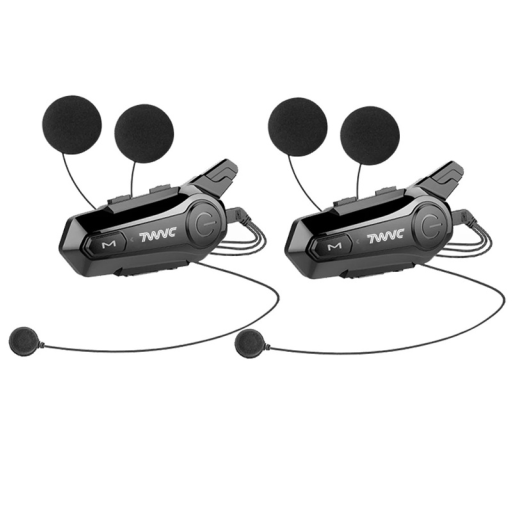 Set de 2 interfoane E1 pentru căști integrale, Bluetooth 5.0, rezistență la apă IPX6, rază de acțiune 1000 m, autonomie 12 ore, microfon cu funcție