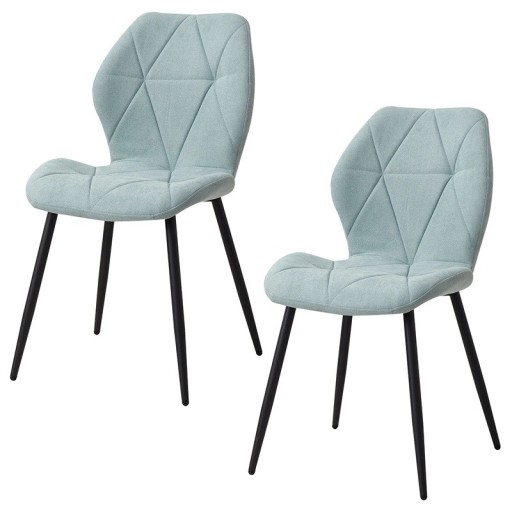Set de 2 scaune de dining moderne cu broderie, 86x48 cm, țesătură din in și picioare din metal, capacitate de 120 kg, pentru dining și bucătărie