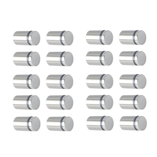 Set de 20 bucăți șuruburi distanțiere 12x20 mm din oțel inoxidabil suporturi de montaj argintii pentru fixarea sticlei, plăcuțelor și panourilor