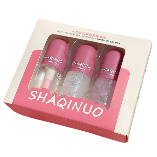 Set de 3 aceites labiales de vidrio transparente incoloro brillante Hidratación y brillo Cuidado suave de los labios Nutrición intensiva Brillo no pegajoso Labios de aspecto natural