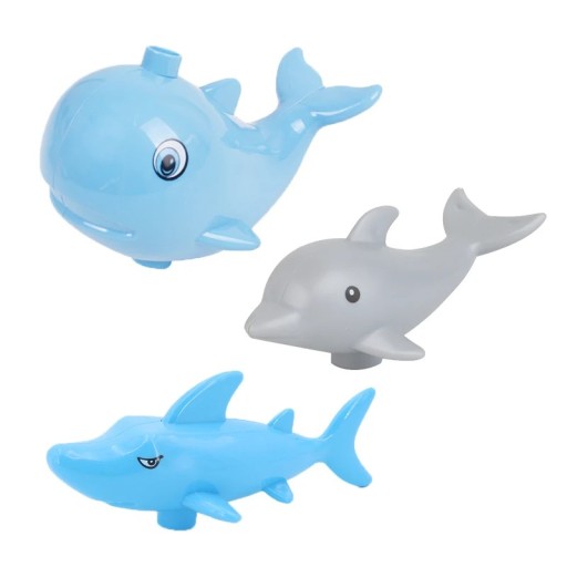 Set de 3 animale din plastic pentru construcții pentru copii: Balena, Delfin și Rechin - jucărie educativă de asamblare