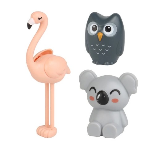 Set de 3 animale din plastic pentru copii Plameňák, Sova și Koala, jucărie educativă de asamblare