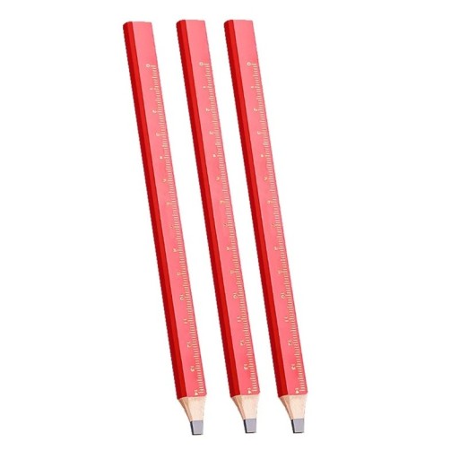 Set de 3 creioane pentru prelucrarea lemnului 17,5 cm pentru marcare cu cap plat Creioane speciale pentru tâmplărie Formă octogonală și pătrată