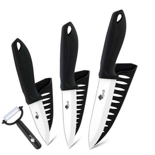 Set de 3 cutite ceramice si o racleta
