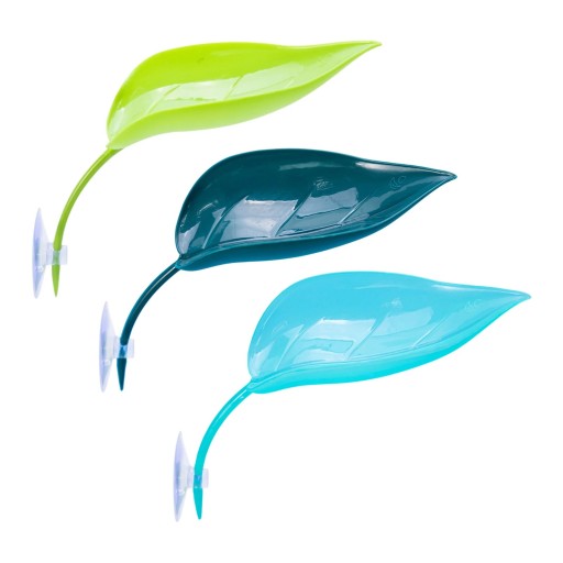 Set de 3 frunze din plastic cu ventuze pentru reptile, decorare teraristică, loc pentru încălzire și odihnă