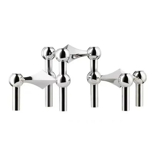 Set de 3 suporturi de lumânări metalice 10 × 6 × 1,2 cm Structură moleculară Suport de lumânări nordic Decorațiune modernă Decor pentru casă Cadou Living Room