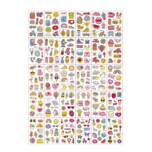 Set de 30 de tatuaje temporare 5,7 x 9,7 cm cu motive colorate de mâncare, fructe, înghețată, băuturi, distracție de vară pentru copii