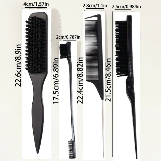 Set de 4 unelte de coafură profesionale pentru păr perii și pieptene cu vârf Styling ergonomic pentru toate tipurile de păr