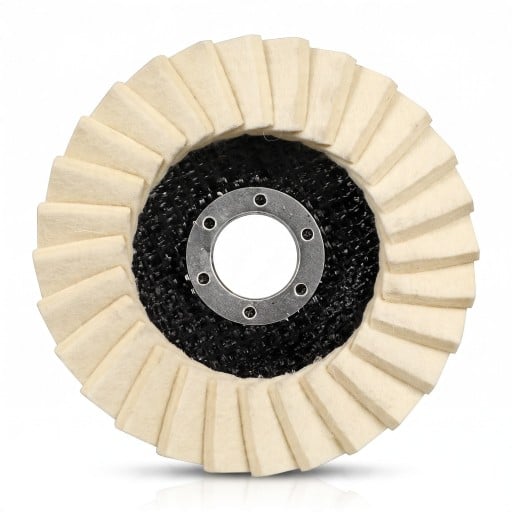 Set de 5 bucăți de discuri de polizare din fetru cu lamelă de 125 mm Orificiu 22,5 mm Fetru 5 mm Fetru din lână Alb crem Pentru polizor unghiular