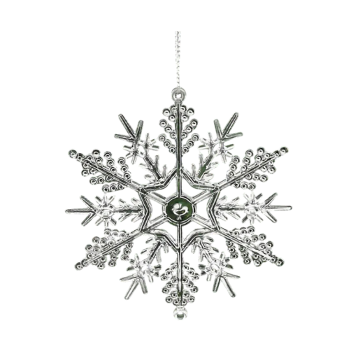 Set de 5 bucăți de ornamente de Crăciun din plastic transparent în formă de fulg de zăpadă 10 cm Suspendate cu sfoară pe bradul de Crăciun