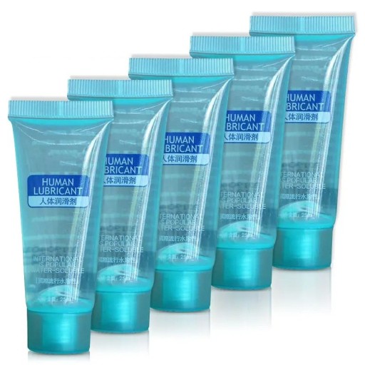 Set de 5 geles lubricantes a base de agua de 25 ml para uso íntimo y ayuda erótica, práctico envase para viajes, embalaje discreto.