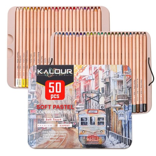Set de 50 de creioane colorate pastel cu nuanțe de lemn și piele, creioane moi artistice, desen profesional, colorat, schiță