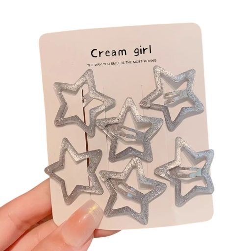 Set de 6 agrafe de păr în formă de stea Agrafe de păr elegante din metal Accesorii drăguțe pentru copii Agrafe de păr pentru fete Agrafe de păr colorate cu stea
