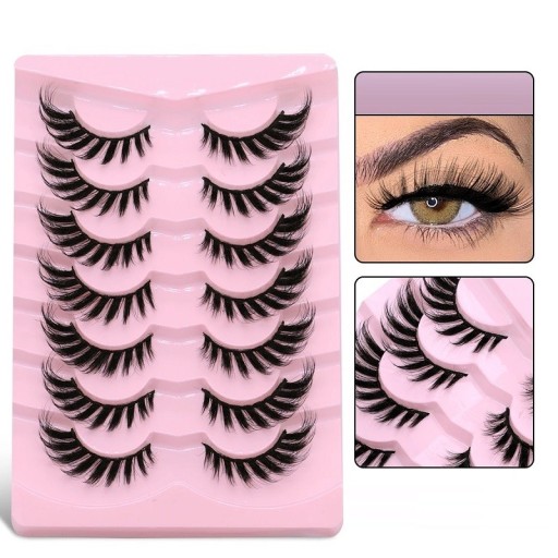 Set de 7 perechi de gene false cu bandă completă Gene false lungi Kit de extensie de gene lipire naturală pe gene
