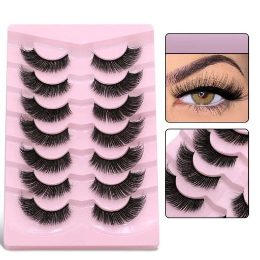 Set de 7 perechi de gene false cu bandă completă Gene false lungi Kit de extensie de gene lipire naturală pe gene