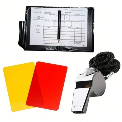 Set de árbitro de fútbol con silbato metálico Tarjeta amarilla y roja Estuche para lápices Equipamiento práctico para árbitros de partidos