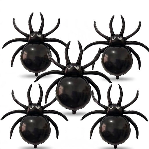 Set de baloane umflate în formă de păianjen 5 buc Halloweenskă decorare 78 x 82 cm Baloane mari din folie Negre Decor pentru petrecerea de Halloween