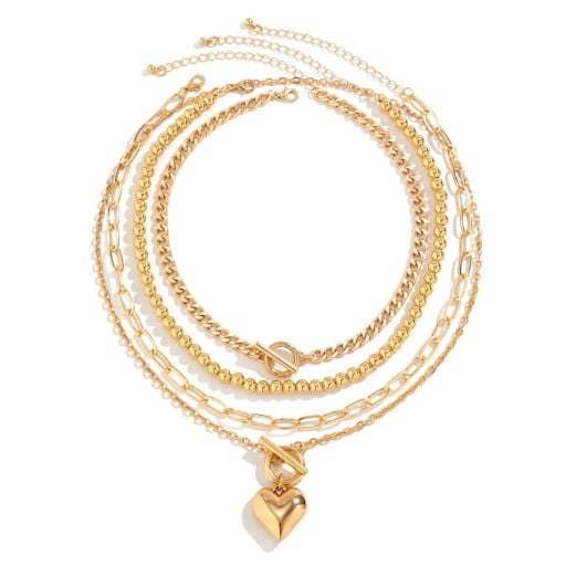 Set de chokeruri pentru femei 4 bucăți Colier chunky cu design stratificat Lungime ajustabilă Bijuterii elegante și moderne pentru purtare