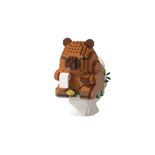 Set de construcție 10,8 x 6 x 8,9 cm Kapybara stând pe toaletă cu hârtie igienică Figurina mini detaliată din piese pentru decor original