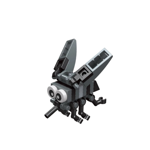 Set de construcție 8 x 7 cm țânțar 22 piese Model de insectă gri cu trompă lungă Țânțar stilizat cu ochi expresivi pentru asamblare creativă