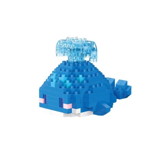 Set de construcție balenă albastră 6 x 6,5 x 5,1 cm 218 piese Figurina marină drăguță Balenă cu strop de apă pentru asamblare creativă