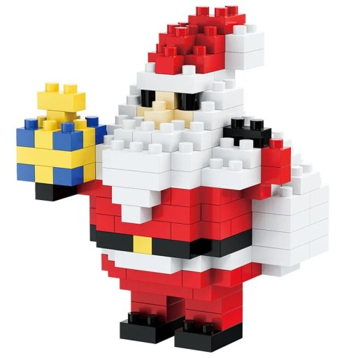 Set de construcție de Crăciun 6,3 x 4,4 x 4 cm Figurina Moș Crăciun cu cadou galben Figurina mini detaliată pentru decorarea festivă