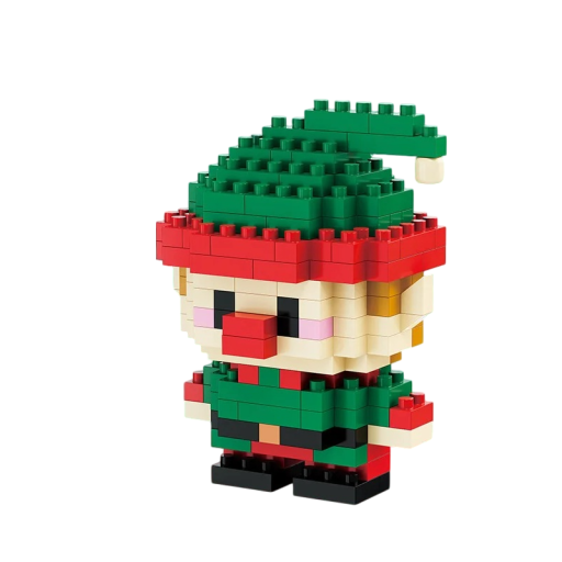 Set de construcție de Crăciun 6,6 x 5 x 3,6 cm 181 piese Spiriduș de Crăciun cu pălărie verde Model mini detaliat pentru decorare festivă și asamblare creativă