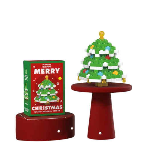 Set de construcție de Crăciun Brad 5,8 x 4,5 x 5,9 cm 147 buc Micro cărămizi Model din plastic Mini set de construcție Decorațiune de Crăciun