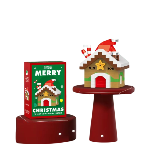 Set de construcție de Crăciun Casă 4,6 x 3,5 x 5,5 cm 189 buc Micro cărămizi Model din plastic Mini set de construcție Decorațiune de Crăciun