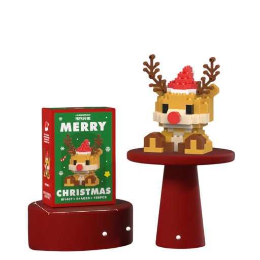 Set de construcție de Crăciun Ren 6,6 x 3,6 x 6,3 cm 166 buc Micro cărămizi Model din plastic Mini set de construcție Decorațiune de Crăciun