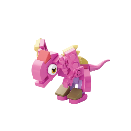 Set de construcție dinozaur roz 4 x 9 x 5 cm 35 piese Model colorat cu o expresie distinctivă Figurina pentru construcții creative