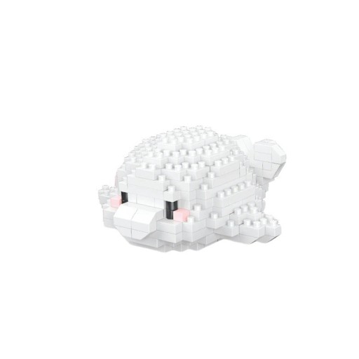 Set de construcție foca albă mică 8 x 8 x 3,5 cm 215 piese Figurina polară drăguță Foca din cărămizi pentru asamblare creativă