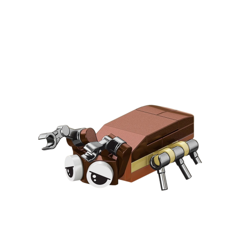 Set de construcție gândac maro 2,5 x 6,2 x 3,7 cm 26 piese Mini insectă cu picioare argintii metalice și ochi expresivi Model drăguț pentru creație creativă