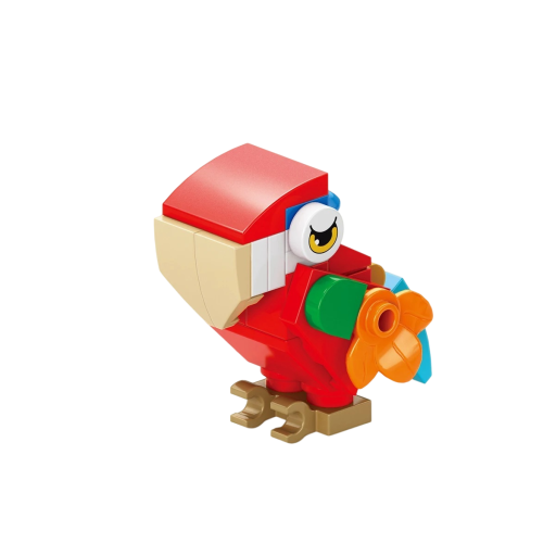 Set de construcție papagal ara 4 x 4 x 3,5 cm 29 piese Papagal mini colorat cu ochi expresivi Model drăguț pentru decorare și creație creativă