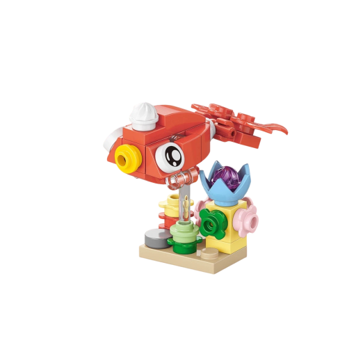 Set de construcție pește roșu 5 x 5,8 x 4,2 cm 40 piese Mini pește cu scenă subacvatică Model acvaristic drăguț pentru decorare și creație creativă