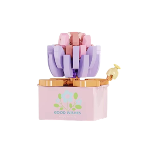 Set de Construcție Pliabil Floare 6,2 x 4,5 x 6,3 cm Violet-Roz 184 buc Floare în Ghiveci Micro Cărămizi Decorațiune pentru Cameră pentru Copii