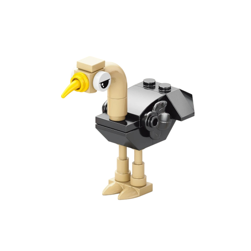 Set de construcție struț 6,2 x 7 x 3,5 cm 23 piese Pasăre neagră mini cu gât lung și cioc galben Model drăguț pentru decorare și creație creativă