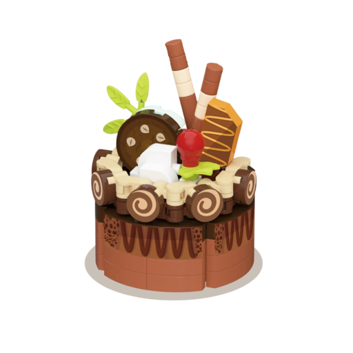 Set de construcție tort 4,5 x 4 x 5 cm Model detaliat al unui desert din ciocolată cu decorațiuni 186 de piese Aspect realist al unui tort dulce